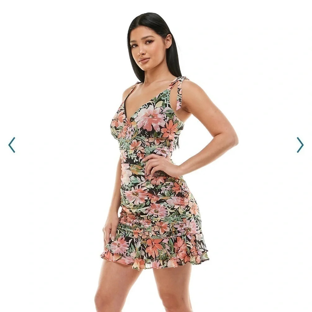 Lily Rose Floral Ruched Bodycon Mini Dress πβββββββββ - Picture 8 of 8